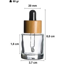 Afracam Damlalık 100 ml / 50 ml / 20 ml Şeffaf Bambu Kapaklı Cam Şişe Dropper Ahşap