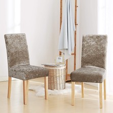 Uy Style Tekstil Uy Style Kadife Sandalye Kılıfı ,sandalye Örtüsü Lastikli , 6 Adet