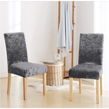Uy Style Tekstil Uy Style Kadife Sandalye Kılıfı ,sandalye Örtüsü Lastikli , 6 Adet