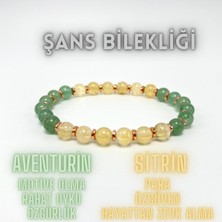 Yıldız Doğal Taş Sertifikalı Şans Bilekliği Doğal Taş  6mm Misinalı Aventurin Sitrin