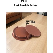 Flyonlook Deri Bardak Altlığı 4 Adet Bardak Altlığı Yuvarlak Tasarım Ofiste Evde Masanızı Tamamlayıcı Bardak