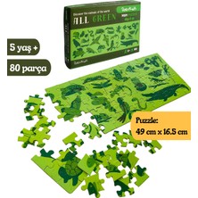 Doerkids All Green-Yeşil Hayvanlar Midi Puzzle | 80 Parça 5+ Yaş