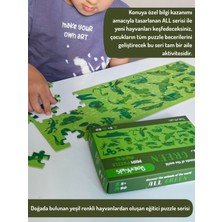 Doerkids All Green-Yeşil Hayvanlar Midi Puzzle | 80 Parça 5+ Yaş