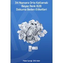 Netsan Etiket 34 Numara Orta Katlamalı Beyaz Renk B2B Dokuma Beden Etiketleri 250 Ad.