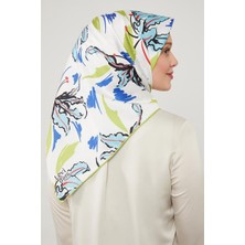 Lêvi D'or Fıstık Yeşili Yaprak Desen Twill Eşarp