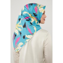 Lêvi D'or Su Yeşili Yaprak Desen Twill Eşarp