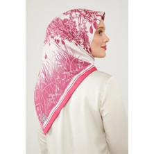 Lêvi D'or Fuşya Sazlık Desen Trend Twill Eşarp