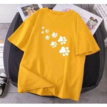 Amor Man Büyük Beden Beyaz Patiler Baskılı Pamuk Oversize Kadın Tshirt