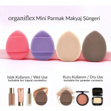 Organiflex Parmak Mini Makyaj Süngeri - Puf Kapatıcı, Allık, Pudra, Rötuş Süngeri 4 Adet