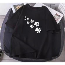 Amor Man Büyük Beden Beyaz Patiler Baskılı Pamuk Oversize Kadın Tshirt