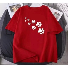 Amor Man Büyük Beden Beyaz Patiler Baskılı Pamuk Oversize Kadın Tshirt