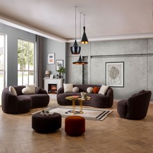 Eymense Elips Koltuk Takımı Kahve 3+2+1