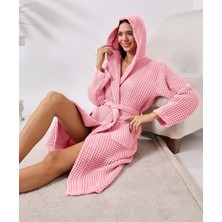 Unisex Kapşonlu  Organik Pamuk Waffle Bornoz