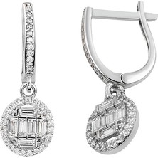 Bilezikci 14 Ayar Beyaz Altın Baget Altın Küpe