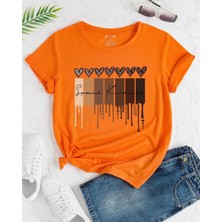 Amor Man Büyük Beden Leopar Kalpler Baskılı Pamuk Oversize Şık Kadın Tshirt