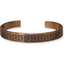Efemir Yaşam Çiçeği Desenli Bakır Bileklik