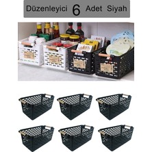 Krm Home 6 Adet Çok Amaçlı Tutacaklı Organizer Sepet - Dolap Içi Ve Buzdolabı Düzenleyici Sepet-Siyah