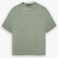 Abluka Online Erkek Oversize Çizgi Desenli Esnek Ve Hafif Rahat Yazlık T-Shirt Mint