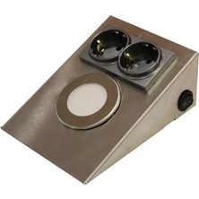 Full Reyon Metal Krom Kasa 2,5 Watt Beyaz Işık Ledli, Çift Prizli, Aç - Kapa Düğmeli, Tezgah - Dolap Armatürü