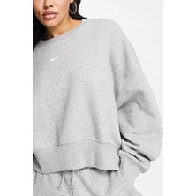 Nike Sportswear Essantial Collection Oversize Kesim Gri Kadın Sweatshrit