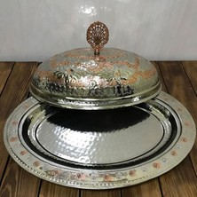 Efemir 40 cm Çift Renkli Işlemeli Bakır Kayık Sahan