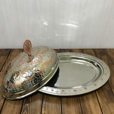 Efemir 40 cm Çift Renkli Işlemeli Bakır Kayık Sahan