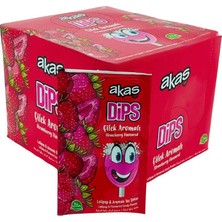 Akaş Çilek Aromalı Ekşi Toz Şekerli Dips Lolipop Paket 36'lı Paket