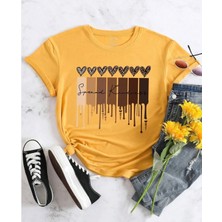 Amor Man Büyük Beden Leopar Kalpler Baskılı Pamuk Oversize Şık Kadın Tshirt
