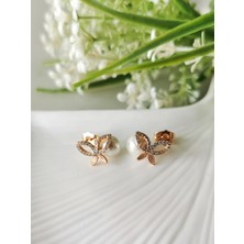 Halley Concept Zirkon Taşlı Incili Kelebek Vip Kadın Küpe