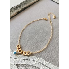 Halley Concept Nazar Boncuğu Detaylı Gold Paslanmaz Çelik Halhal