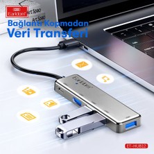 One Depot Tak Çalıştır 40CM 4 Adet USB 2.0 ve 1 Adet Type-C Çıkışlı USB Çoklayıcı - Gri