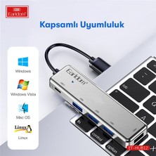 One Depot Tak Çalıştır 40CM 4 Adet USB 2.0 ve 1 Adet Type-C Çıkışlı USB Çoklayıcı - Gri