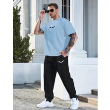 Amor Man Büyük Beden Özel Tasarım Minimal Kartal Baskılı Kısa Kollu Yazlık Dış Mekan Erkek Eşofman Takımı