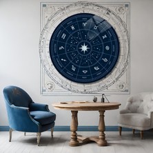 Yuvarlak Temperli Gerçek Cam Tablo Astroloji Yıldız Haritası
