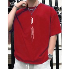 Amor Man Büyük Beden Dikey Yazı Baskılı Pamuk Oversize Erkek Tshirt