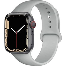 Kzy Apple Watch 2/ 3/ 4/ 5/ 6/ 7/ 8/ Se/ Ultra Kayış 42/ 44/ 45/ 49MM Yumuşak Renkli Silikon Large Kordon - Gri