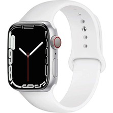 Kzy Apple Watch 2/ 3/ 4/ 5/ 6/ 7/ 8/ Se/ Ultra Kayış 42/ 44/ 45/ 49MM Yumuşak Renkli Silikon Large Kordon - Beyaz