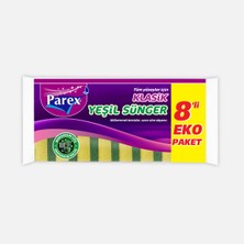 Rich Parex Klasik Yeşil Düz Sünger 8'li Eko Paket
