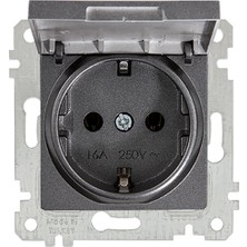 Mutlusan Rita Mekanizmalı Tuş Kapaklı Topraklı Priz Füme