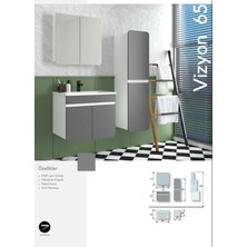 Evros Vizyon 65 cm Banyo Dolabı Boy Dolabı Dahil