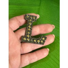 Gönülden Tasarım 5x5 cm Ütü Ile Yapışan L Harfi Taşlı Arma
