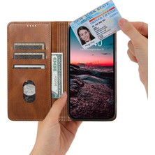 iPhone 15 Manyetik Kılıf Mumsu Doku Pu Deri+Tpu Telefon Stand Kapağı (Yurt Dışından)