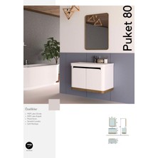 Evros  Banyo Mobilyası Puket 80 cm Banyo Dolabı