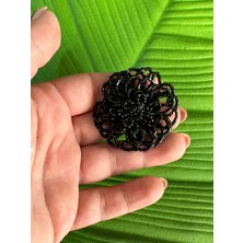 Gönülden Tasarım 5x5 cm Boncuklu Çiçek Tasarım Broş Yaka Iğnesi Türban Iğnesi