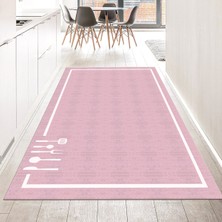 Viyana Home Dijital Baskılı Kaymaz Taban Yıkanabilir Mutfak Halısı Yolluk, V-Mutfak-06-Pembe,