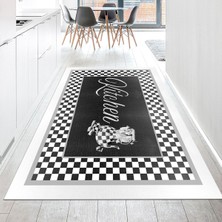 Viyana Home Dijital Baskılı Kaymaz Taban Yıkanabilir Mutfak Halısı Yolluk, V-Mutfak-48-Antrasit,