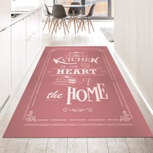 Viyana Home Dijital Baskılı Kaymaz Taban Yıkanabilir Mutfak Halısı Yolluk, V-Mutfak-15-Pembe,