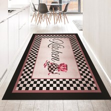 Viyana Home Dijital Baskılı Kaymaz Taban Yıkanabilir Mutfak Halısı Yolluk, V-Mutfak-48-Pembe,