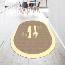 Viyana Home Dijital Baskılı Kaymaz Taban Yıkanabilir Oval Mutfak Halısı Yolluk, V-O-Mutfak-09-Krem,