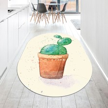 Viyana Home Dijital Baskılı Kaymaz Taban Yıkanabilir Oval Mutfak Halısı Yolluk, V-O-Mutfak-20-Krem,